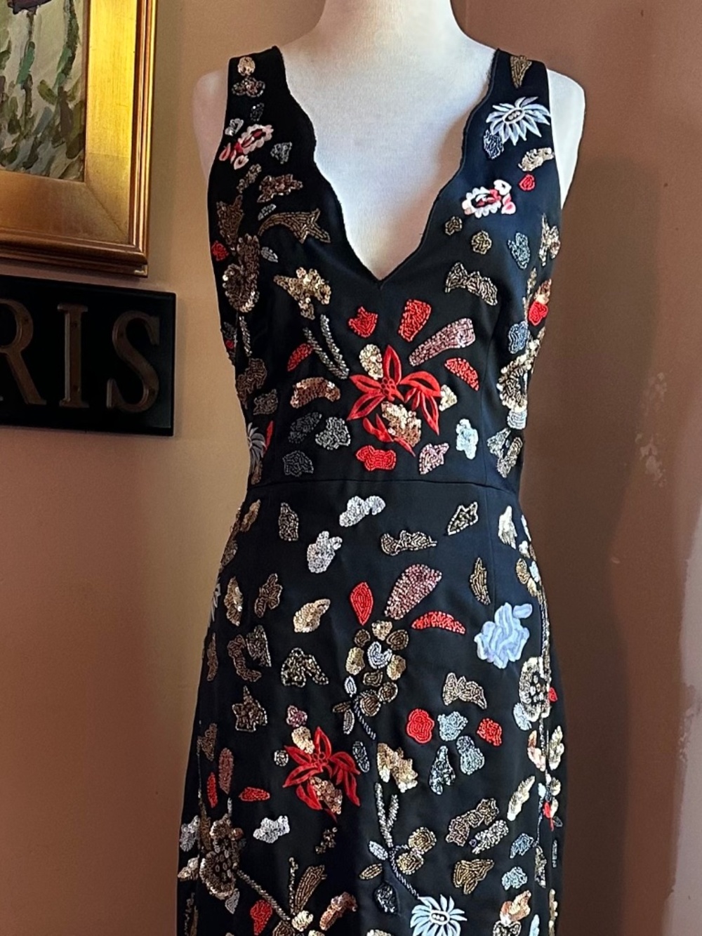 RARE Like New Alice and Olivia Elsa Embellished Mermaid Gown Size 12 - Picture 3 of 7